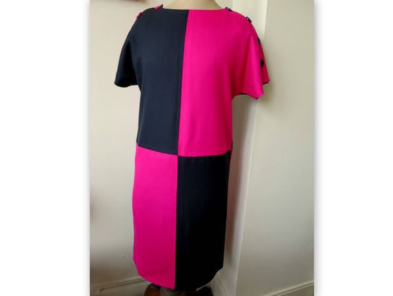 Dress Céline Paris 80s black and pink
