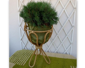 Rope plant holder in the style of Audoux Minet circa 1950