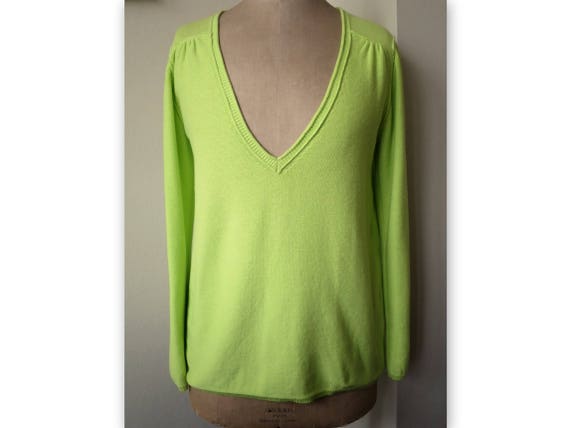 Bonpoint sweater, size L, cotton, neon green