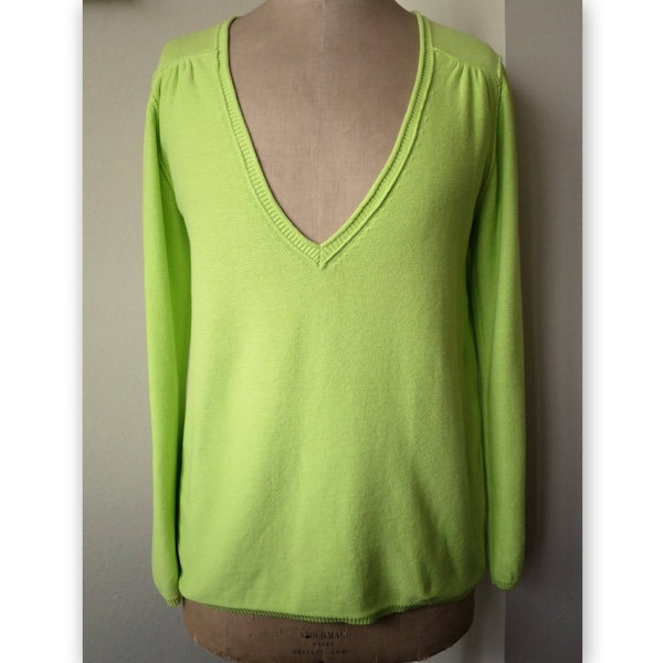 Pull Bonpoint, taille L, coton, vert fluo