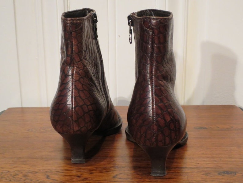 PRADA Pointed Ankle Boots, Brown, Crocodile Style, Italian Size 35 - Etsy