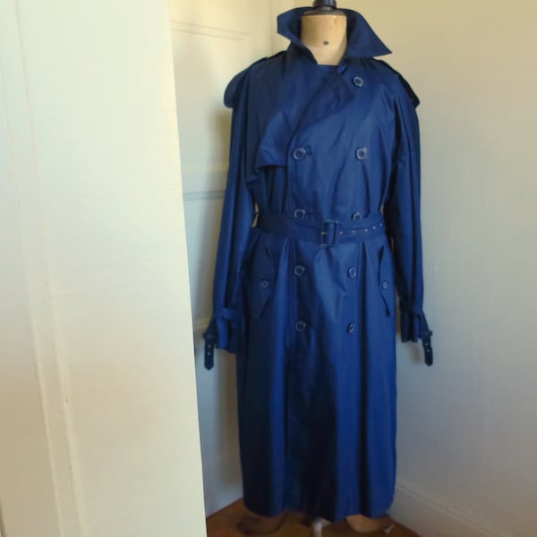 Trench Yves Saint Laurent uomo, blu navy, taglia 52, vintage