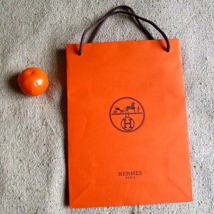 Sac en papier HERMES orange, shopping, 28,5 cm