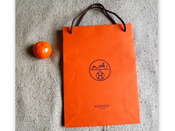 HERMES Orange Paper Bag Shopping 28.5 Cm Etsy Canada