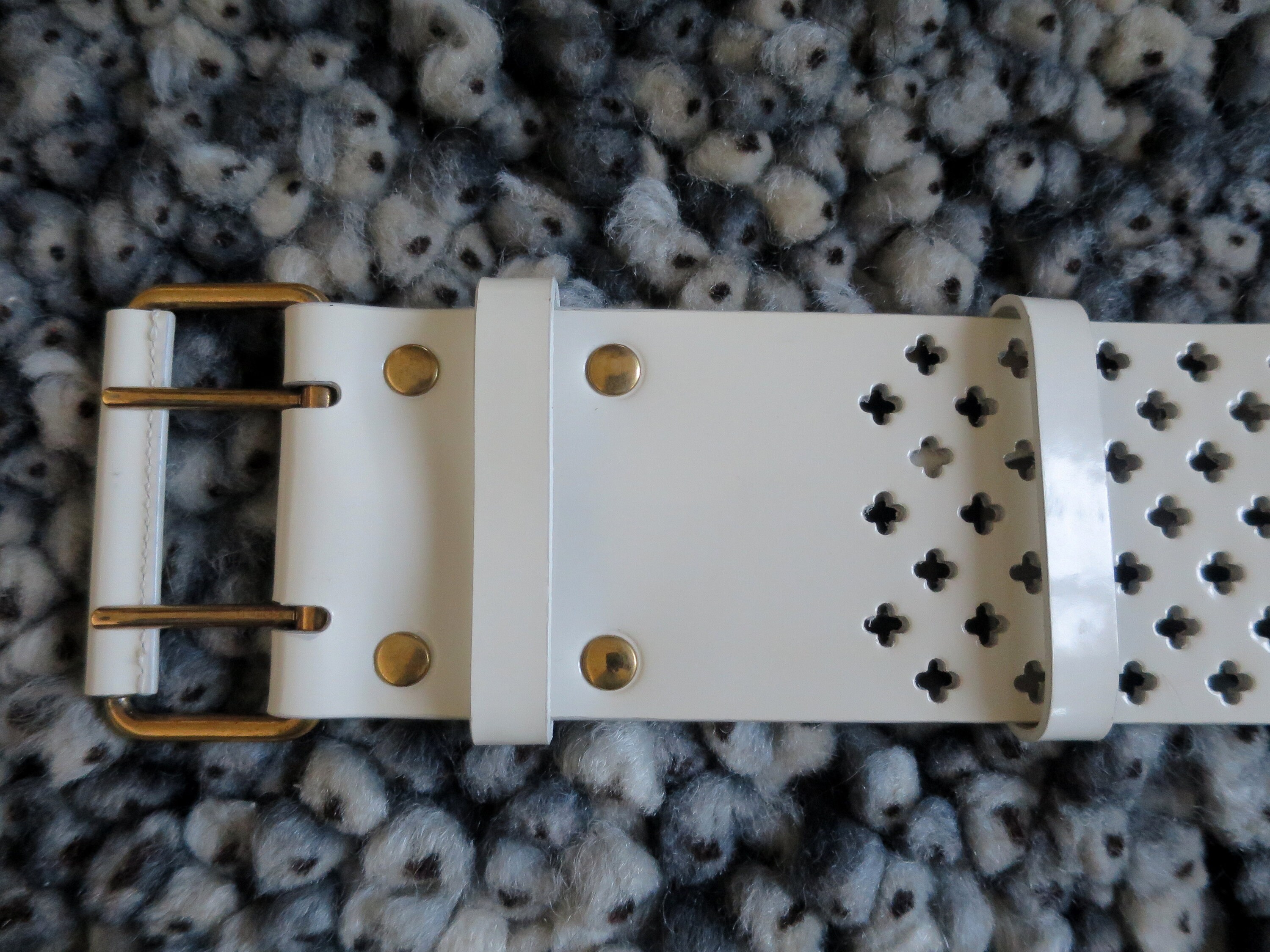 vtg SAINT LAURENT Rive Gauche white leather belt XS S Vintage Saint Laurent Rive Gauche Made In France Womens Belt  main image 2