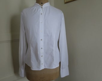 CHRISTIAN DIOR white blouse, fitted, cotton