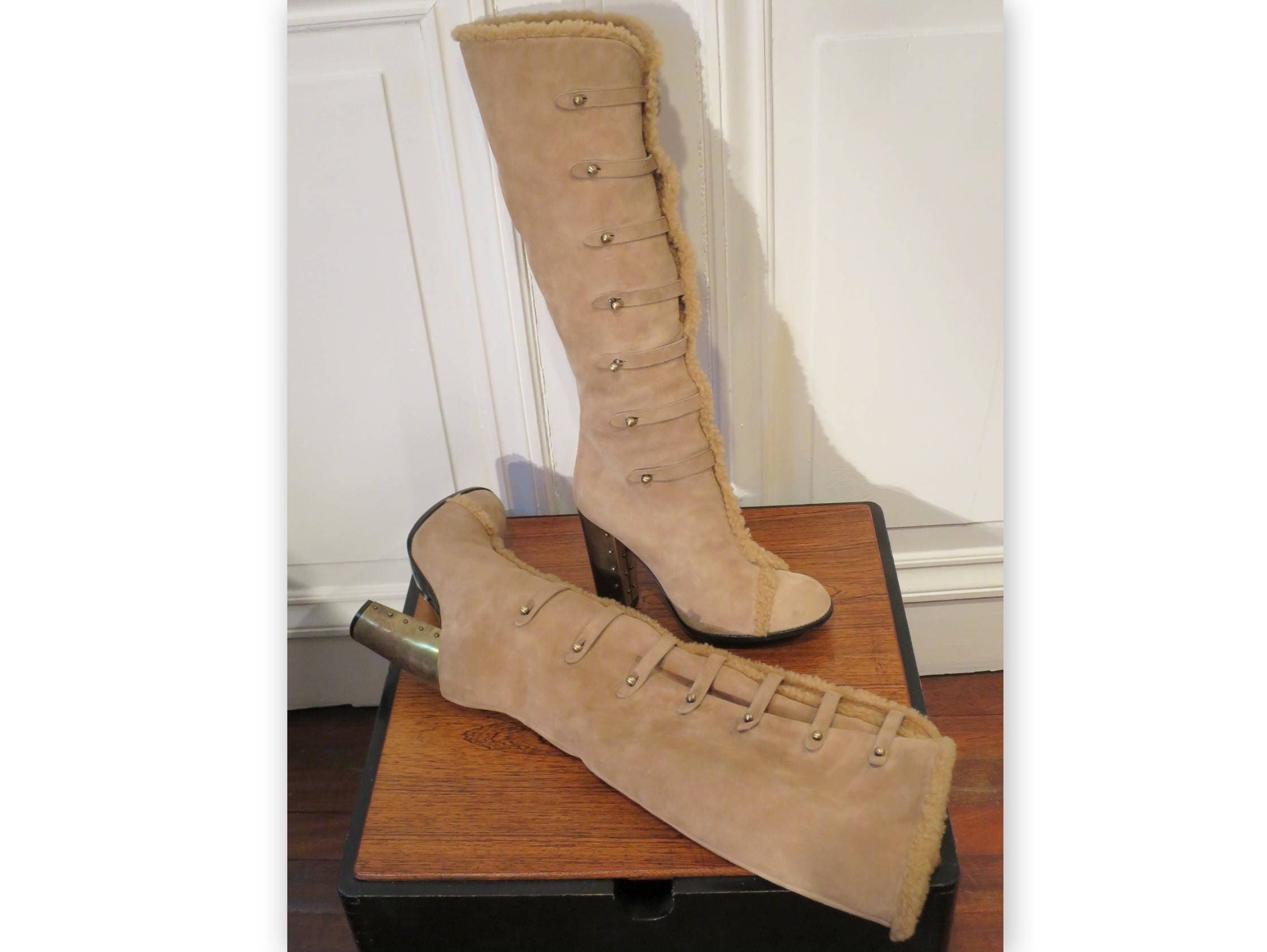 Escarpins Sonia Rykiel Paris En Daim Noir - Talons Bas Pointure 39 - Occasion Très Bon État