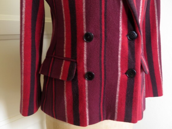 AGNES B vintage fitted wool, striped red, Burgund… - image 3