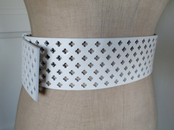 Yves Saint Laurent Rive Gauche Belt, White, Wide, Leather - Etsy