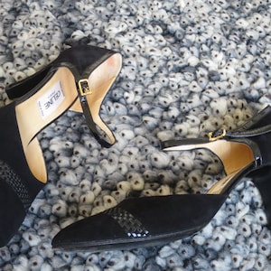 CELINE Mary Jane shoes, size 8.5, black suede, heel