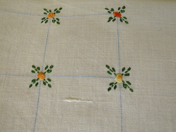 Service à Thé Vintage Années 60/70 – Nappe Carrée + 6 Serviettes Brodées Tasses Et Théières