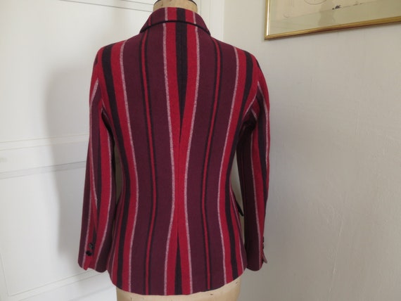 AGNES B vintage fitted wool, striped red, Burgund… - image 2