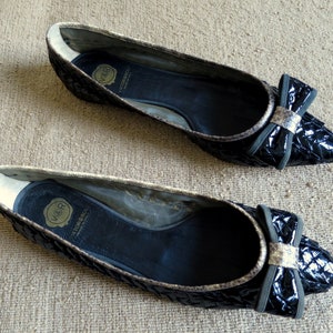 VICTOR&ROLF pointed black patent ballet flats, Italian size 38