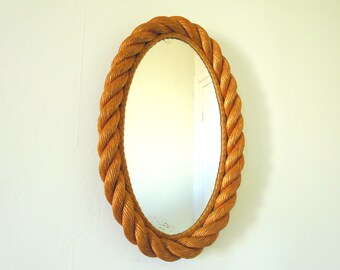 Audoux and Minet oval rope mirror, circa 1950