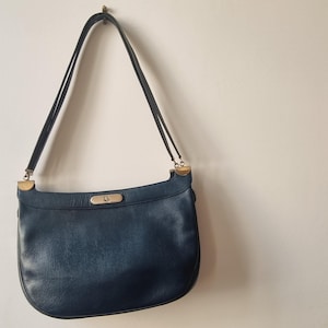 Bolso bandolera Christian Dior en cuero vintage azul marino