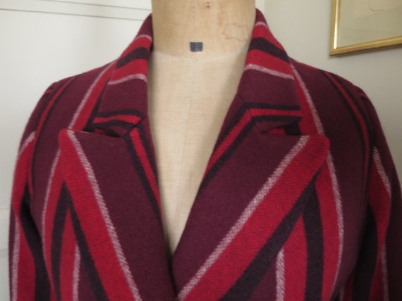 AGNES B vintage fitted wool, striped red, Burgund… - image 5