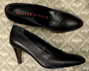 Escarpins en cuir noir WALTER STEIGER pointure 35 BE Escarpins en cuir noir WALTER STEIGER pointure 35 BE