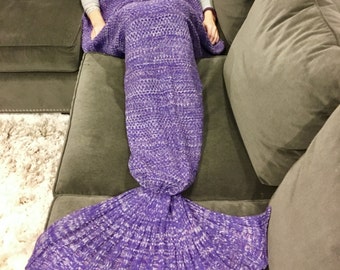 Purple Adult Mermaid Tail Blanket