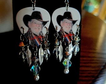 Dazzling Crystal Outlaw Guitar Pick Earrings