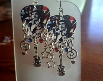 Patriotic Fightin' Side Guitar Pick Earrings