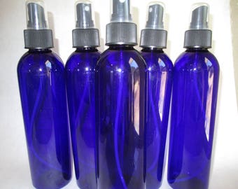 Blue Plastic Bottles - 12 8 oz Spray Bottles - Cobalt, Herbal Products - Room Sprays - 8oz Cobalt Blue PET Plastic Spray Bottles - NEW