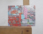 Taipei Taiwan Original Painting Postcard (4x5.5 inches)