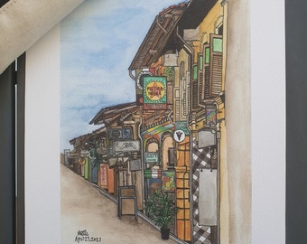 Singapore Haji Lane Pen and Ink Sketch Print