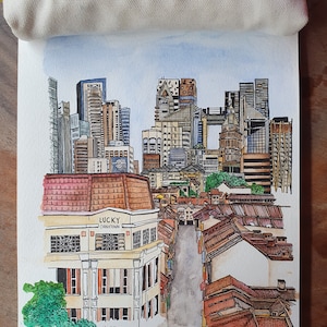 Singapore Chinatown Watercolour Sketch Print