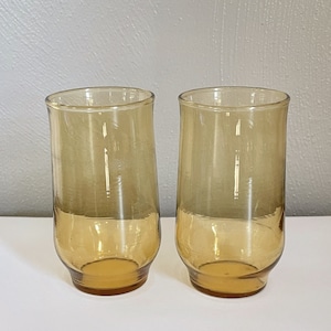 Vintage Drinking Glasses || Vintage Glasses || Vintage Drinkware || Amber Glassware