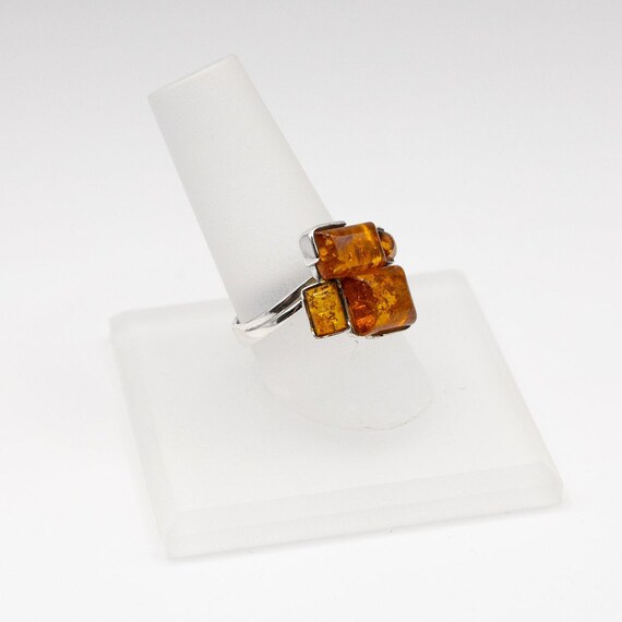 Multi-Stone Amber and 925 Silver Ring - image 3