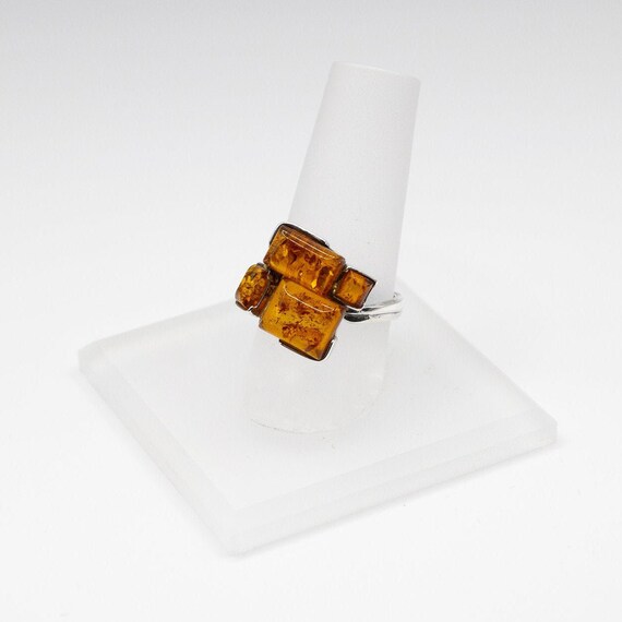 Multi-Stone Amber and 925 Silver Ring - image 1