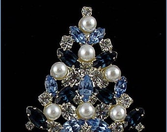 Signed Eisenberg Ice Christmas Tree Pin Silver Tone (#J963)