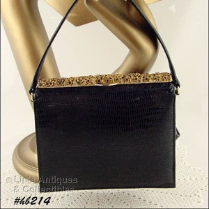 Vintage Meyers Black Handbag with Rhinestones HB214 image 1