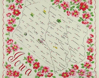 Vintage Iowa State Souvenir Handkerchief (#M3832)