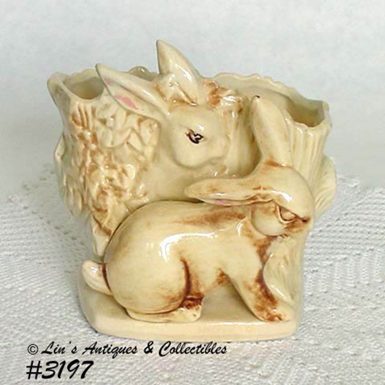 Mccoy Pottery Rabbits and Stump Planter (#3197) - Etsy