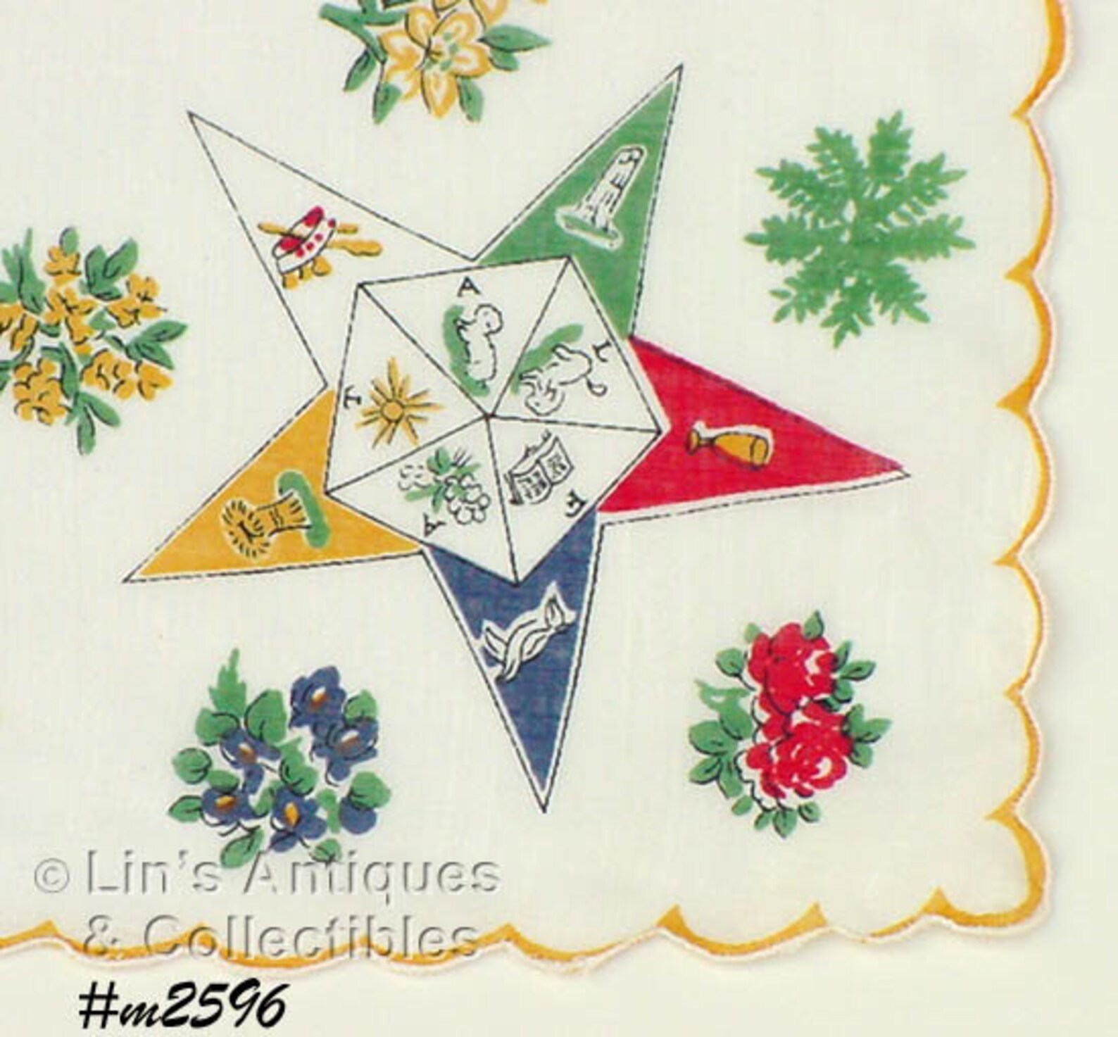 Vintage Order of Eastern Star Handkerchief M2596 Etsy