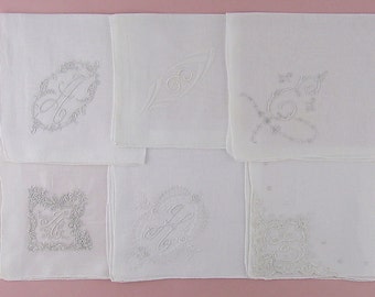 Vintage Madeira Monogram Hanky Choice A E or H (#Monogram19)