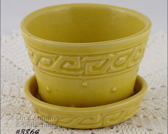 McCoy Greek Key Yellow Flowerpot (#3864)