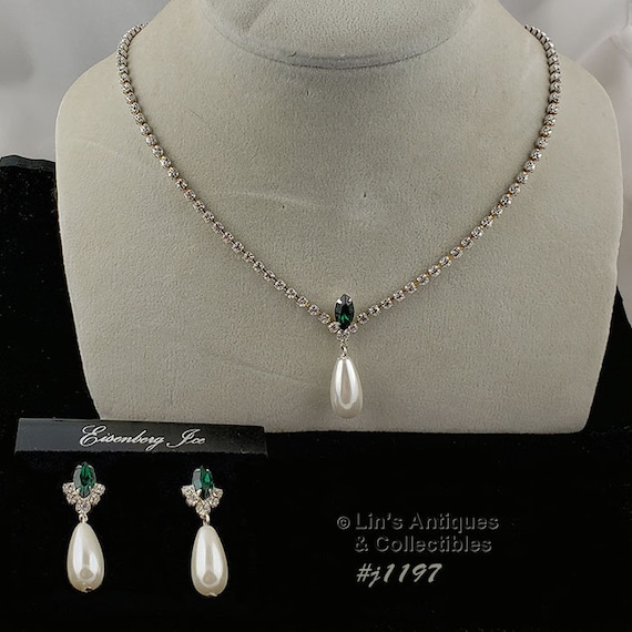 Eisenberg Ice Necklace and Earrings Emerald Green… - image 1