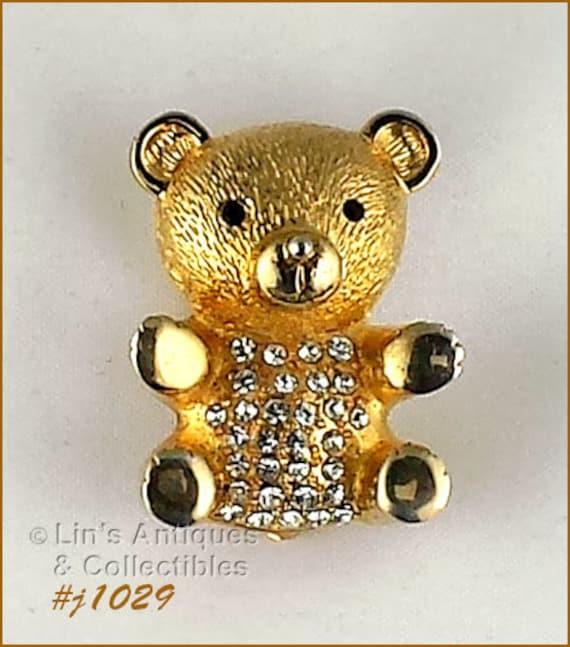 Signed Eisenberg Ice Teddy Bear Pin (#J1029) - image 1