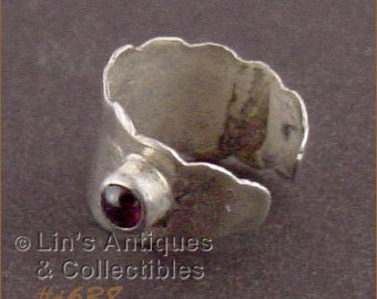 Silver Ear Cuff Earring with Amethyst (#J638)
