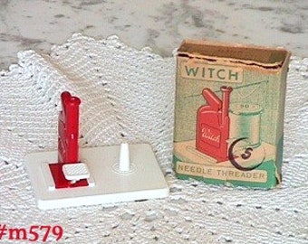 Vintage Witch Brand Needle Threader Made in West Germany, Witch Brand Needle Threader in Original Box (Inventory #M579)