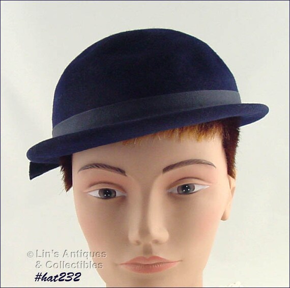 Vintage Henry Pollak Navy Blue Hat (#HAT232) - Etsy display picture 3