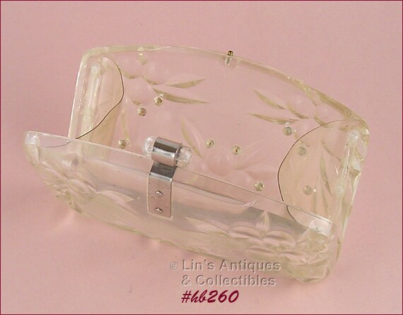 Vintage Clear Lucite Clutch Style Handbag (#HB260)