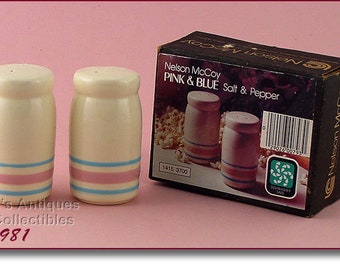 McCoy Pink and Blue Shaker Set in Original Box (#3981)