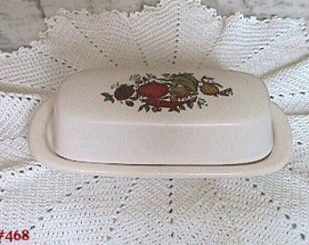 McCoy Spice Delight Butter Dish,McCoy Pottery Spice Delight,McCoy Spice Delight Covered Butter Dish (Inventory #468)