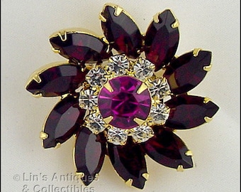 Signed Eisenberg Ice Rhinestone Pinwheel Brooch (#J992)