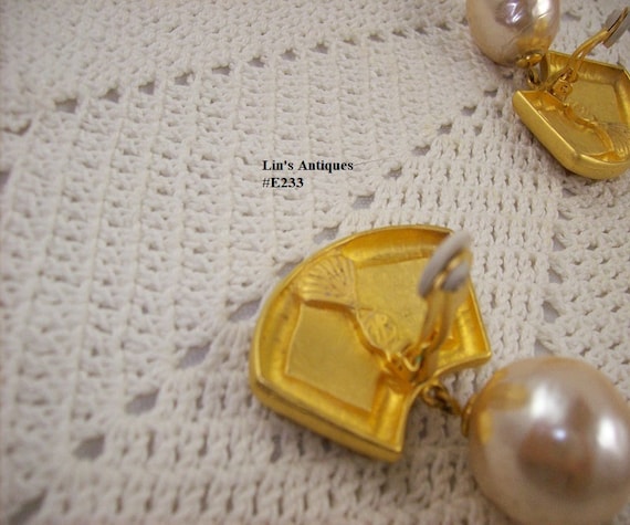 Rare Karl Lagerfeld Vintage Baroque Pearl Clip Ea… - image 5