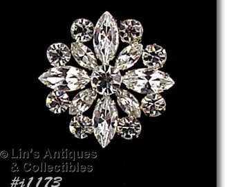 Signed Eisenberg Ice Clear Rhinestones Brooch (#J1173)