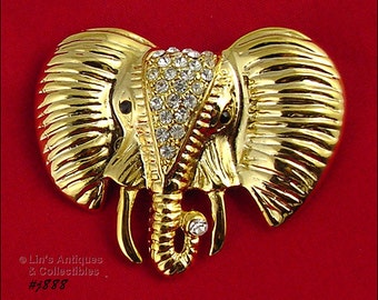 Signed Eisenberg Ice  Elephant Head Pin (#J888)